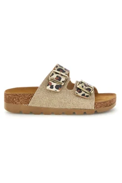 Ciabatte oro animalier con sottopiede in vera pelle 335P20630SR-PITTARELLO BIO Online