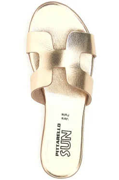 Ciabatte oro con fascia a H R01-PITTARELLO SUN Outlet