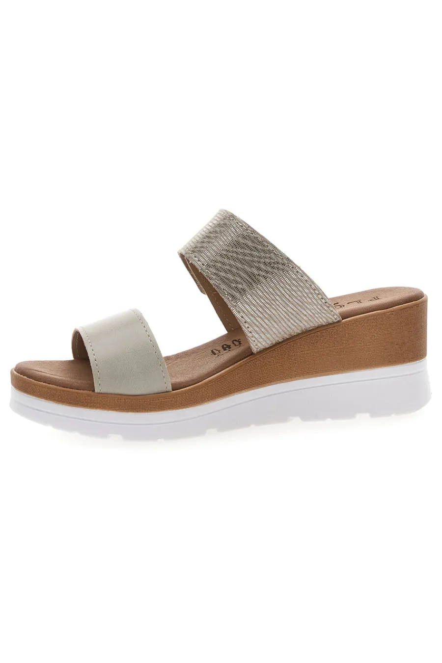 Ciabatte Perla con Zeppa A Contrasto Bianca e Velcro Regolabile 11073143-PLOCADI New