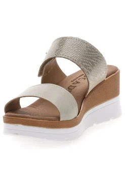 Ciabatte Perla con Zeppa A Contrasto Bianca e Velcro Regolabile 11073143-PLOCADI New