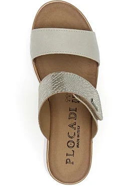 Ciabatte Perla con Zeppa A Contrasto Bianca e Velcro Regolabile 11073143-PLOCADI New