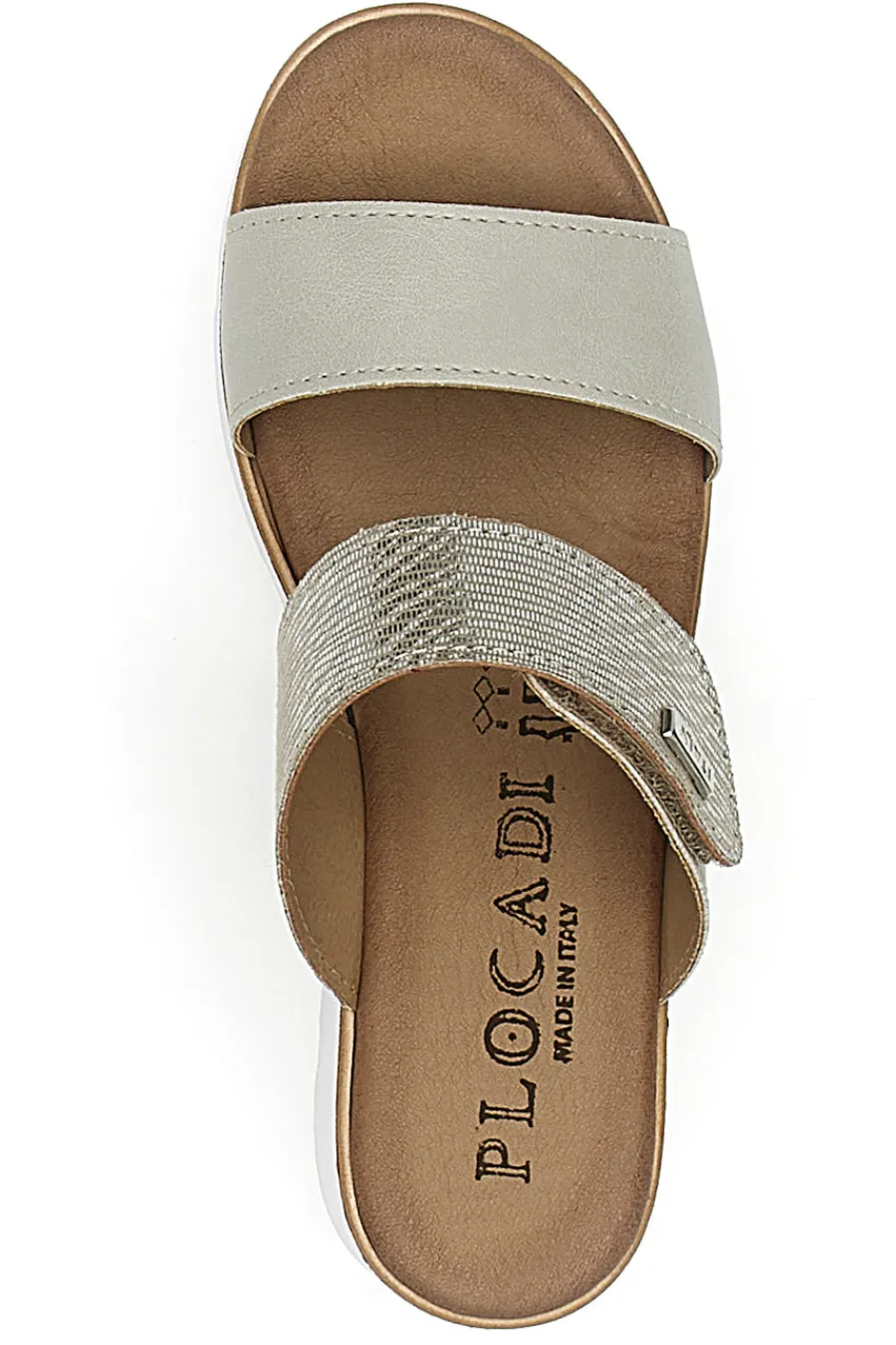 Ciabatte Perla con Zeppa A Contrasto Bianca e Velcro Regolabile 11073143-PLOCADI New