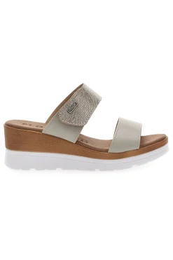 Ciabatte Perla con Zeppa A Contrasto Bianca e Velcro Regolabile 11073143-PLOCADI New
