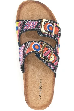 Ciabatte platform con dettagli etnici multicolor APY65-DAME ROSE
