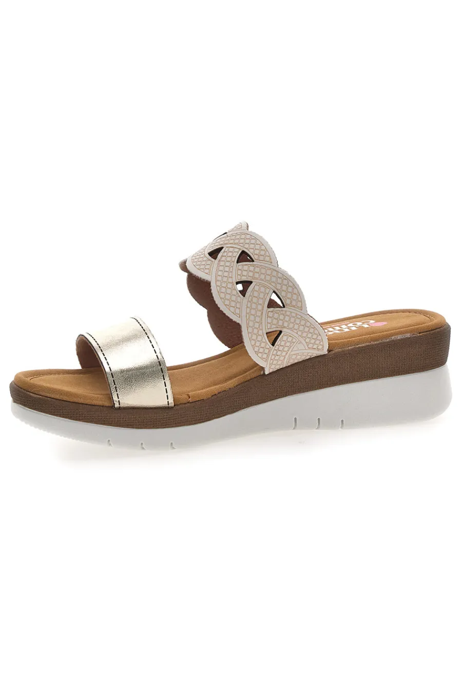 Ciabatte platino con intreccio beige e plantare comfort 8009R-LINEA COMODA Best