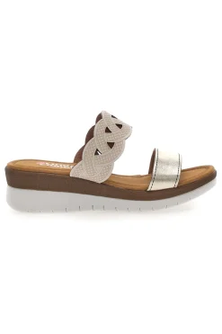 Ciabatte platino con intreccio beige e plantare comfort 8009R-LINEA COMODA Best