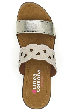 Ciabatte platino con intreccio beige e plantare comfort 8009R-LINEA COMODA Best