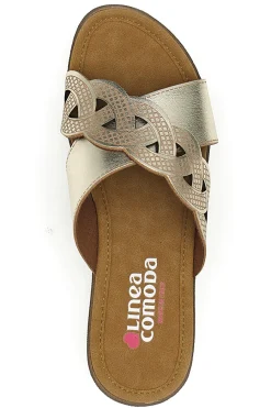 Ciabatte platino con intreccio e strass 8006-LINEA COMODA Hot