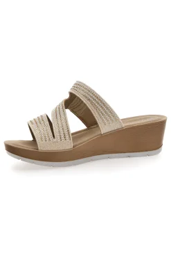 Ciabatte Platino con Zeppa e Strass 18 RN-INBLU Hot