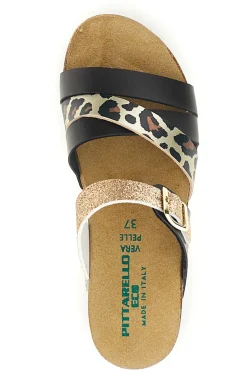 Ciabatte testa di moro con dettagli animalier e oro glitterato 293A410SR-PITTARELLO ECO