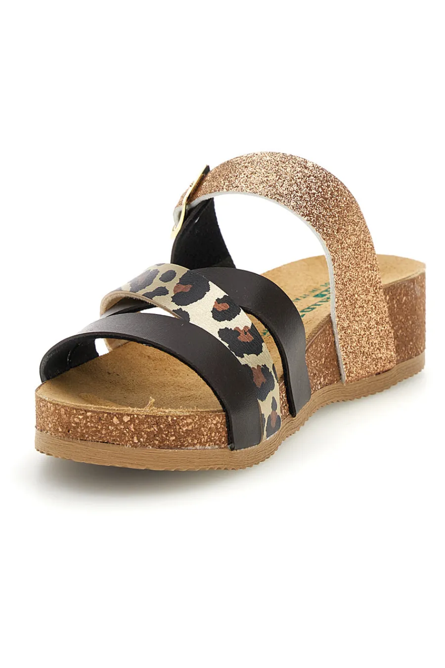Ciabatte testa di moro con dettagli animalier e oro glitterato 293A410SR-PITTARELLO ECO