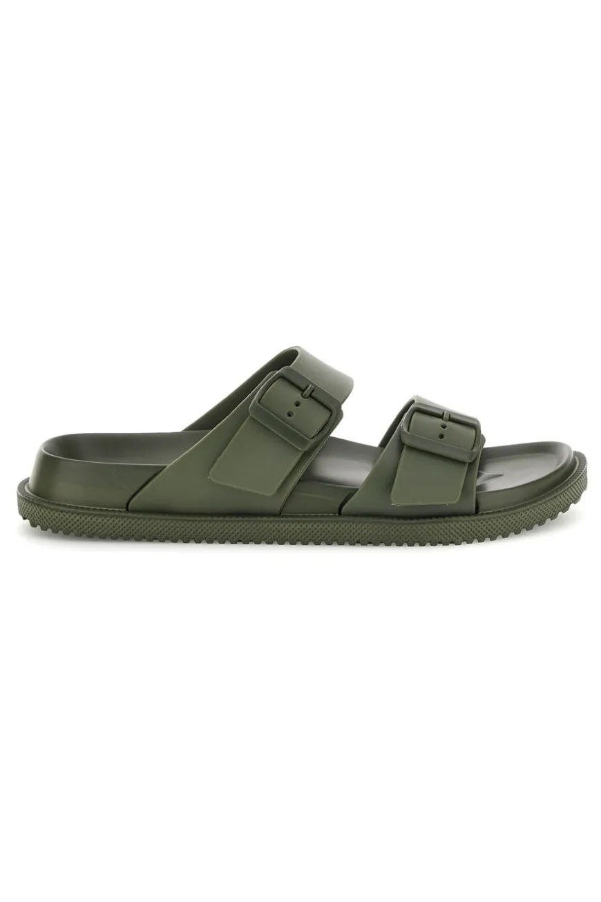 Ciabatte verde militare con doppia fibbia 2t2l 72593