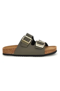 Ciabatte verdi con doppia fascia regolabile Made in Italy in vera pelle S31T823-SUPERGA Sale