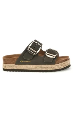 Ciabatte verdi con doppia fascia regolabile e suola platform S11T228-SUPERGA Sale