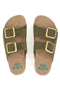 Ciabatte verdi oliva doppia fibbia suola antiscivolo vegan 335CF20631S-PITTARELLO GREEN WALK Outlet