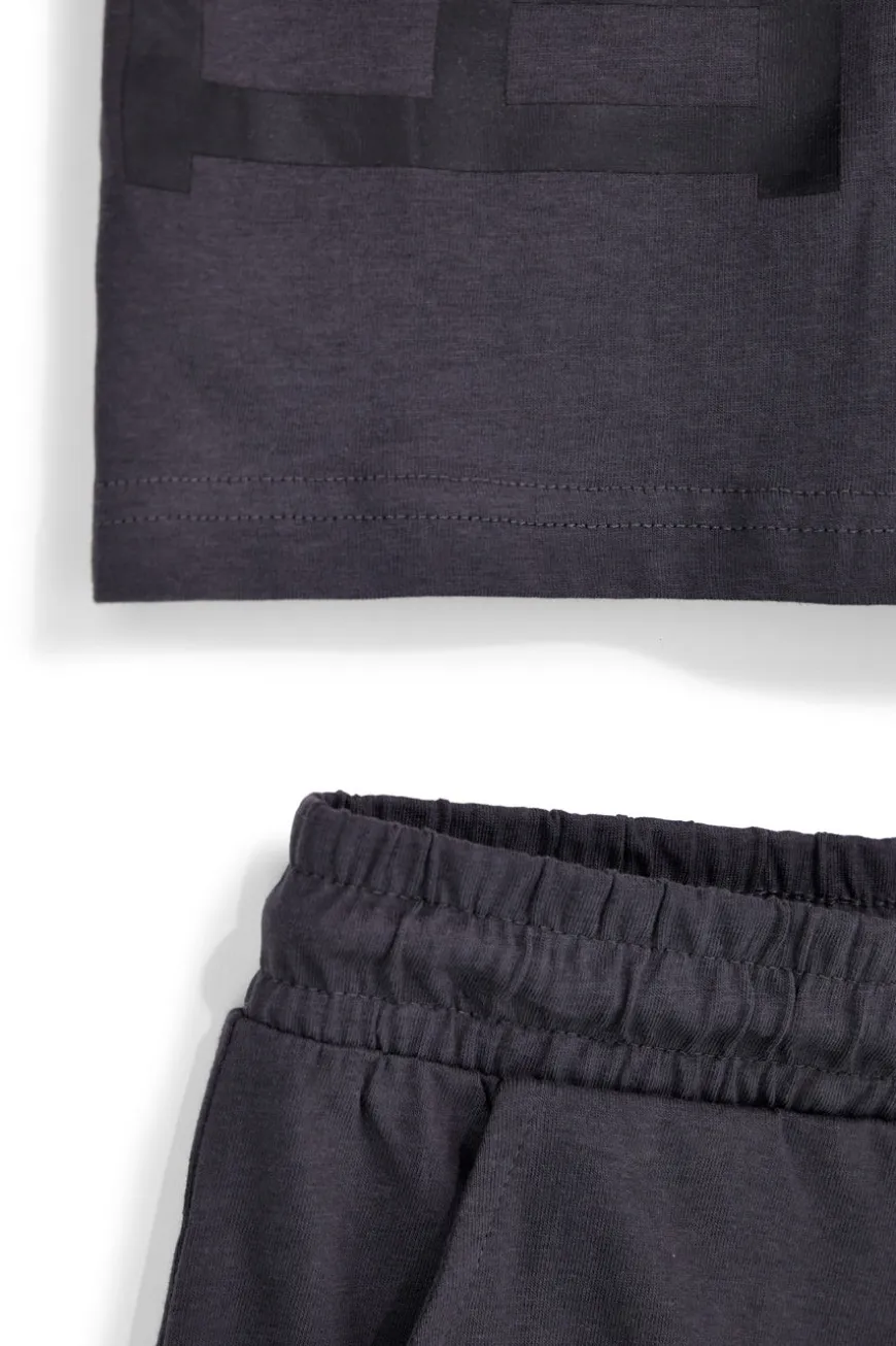 Completo t-shirt + pantaloni rosso e nero Pitt kids Pt-b-se-9028