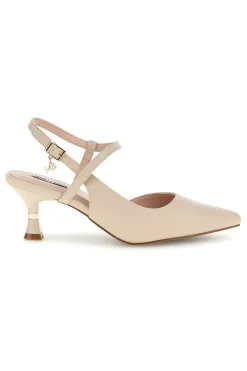 Décolleté beige con cinturino incrociato slingback tacco medio Burani 51853c1225-MARIELLA BURANI New