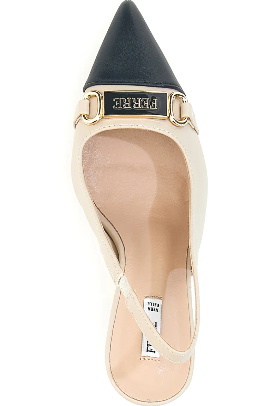 Décolleté beige e nero con punta bicolore e tacco scultura Ferré F467C581-FERRE' Clearance