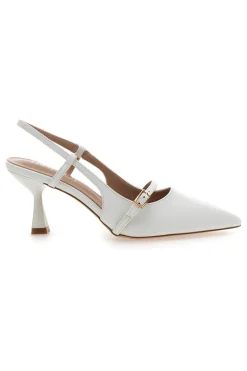 Décolleté bianche slingback con cinturino P652-FIRST LADY Clearance
