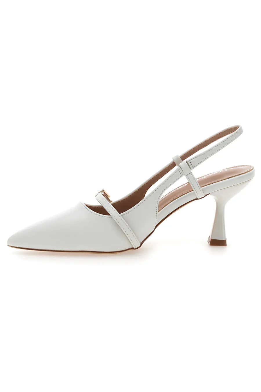 Décolleté bianche slingback con cinturino P652-FIRST LADY Clearance