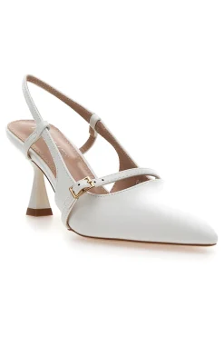 Décolleté bianche slingback con cinturino P652-FIRST LADY Clearance