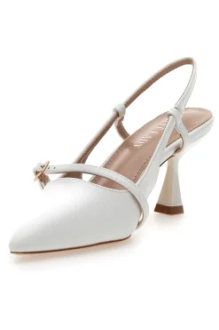 Décolleté bianche slingback con cinturino P652-FIRST LADY Clearance