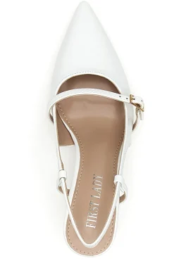 Décolleté bianche slingback con cinturino P652-FIRST LADY Clearance