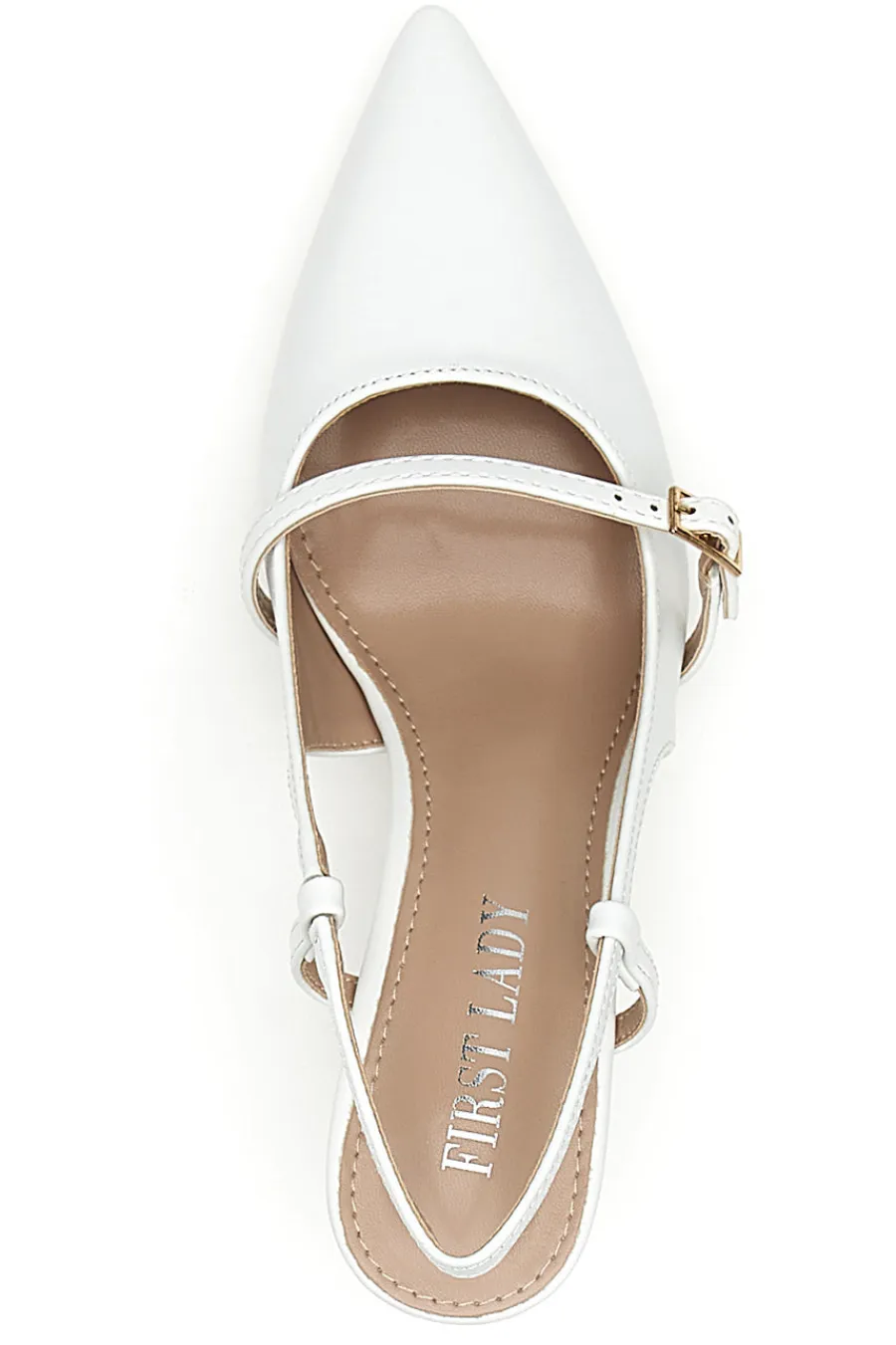 Décolleté bianche slingback con cinturino P652-FIRST LADY Clearance