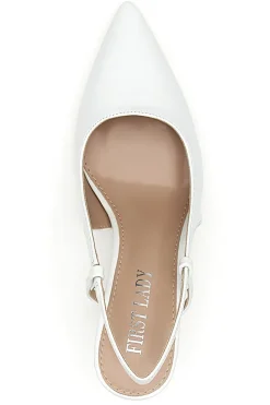 Décolleté bianche slingback con tacco P653-FIRST LADY Discount