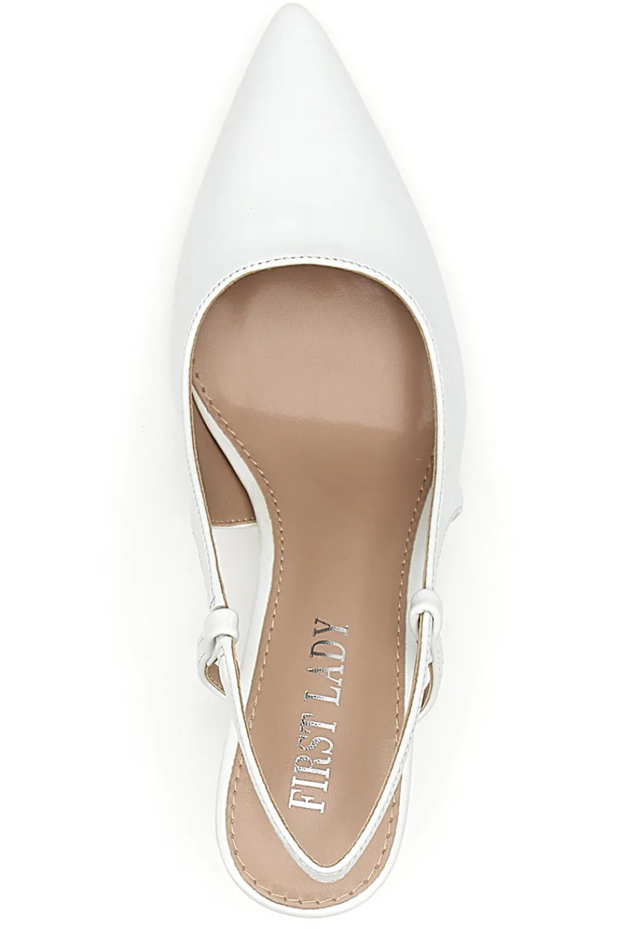 Décolleté bianche slingback con tacco P653-FIRST LADY Discount