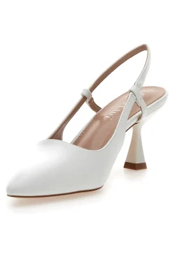 Décolleté bianche slingback con tacco P653-FIRST LADY Discount