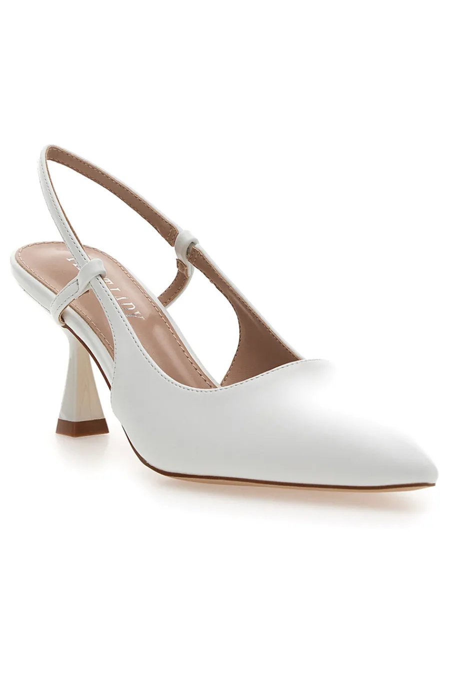 Décolleté bianche slingback con tacco P653-FIRST LADY Discount