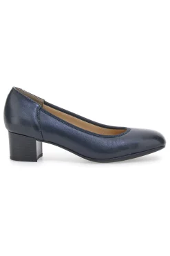 Décolleté blu in vera pelle con tacco basso 11720LIDY-PRIMA RIGA Clearance