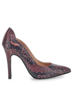 Décolleté bordeaux con stampa pitonata tacco alto 3478-PITTARELLO LOVE