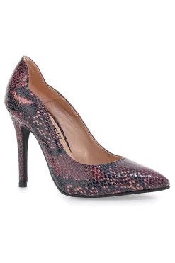 Décolleté bordeaux con stampa pitonata tacco alto 3478-PITTARELLO LOVE