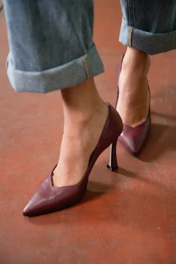 Décolleté bordeaux in vera pelle con tacco rocchetto 157-FRANCESCA GRITTI