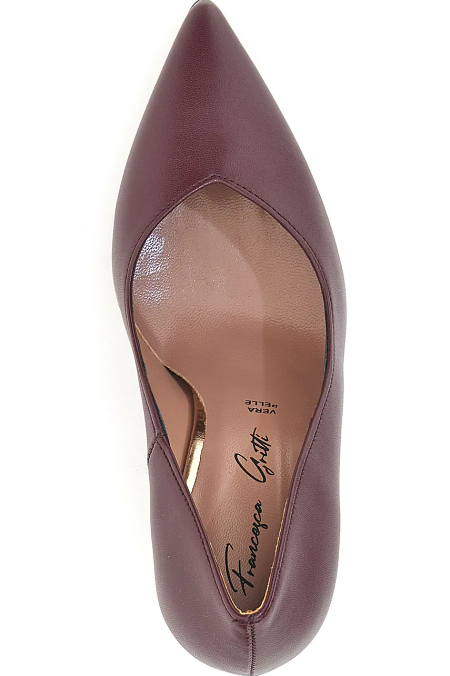 Décolleté bordeaux in vera pelle con tacco rocchetto 157-FRANCESCA GRITTI
