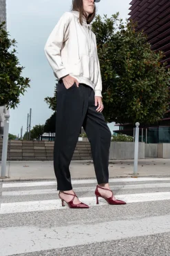 Décolleté bordeaux verniciate con cinturini incrociati e tacco a rocchetto A78-FRANCESCA GRITTI New