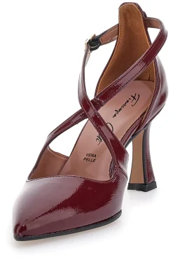 Décolleté bordeaux verniciate con cinturini incrociati e tacco a rocchetto A78-FRANCESCA GRITTI New