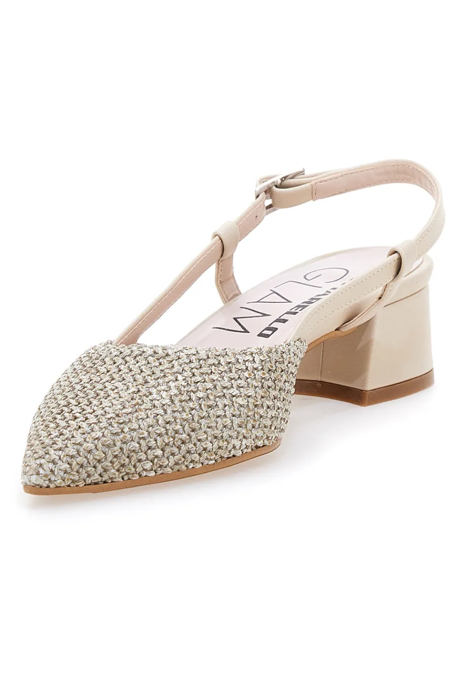 Décolleté da donna beige con strass e cinturino slingback 3124-PITTARELLO GLAM Discount