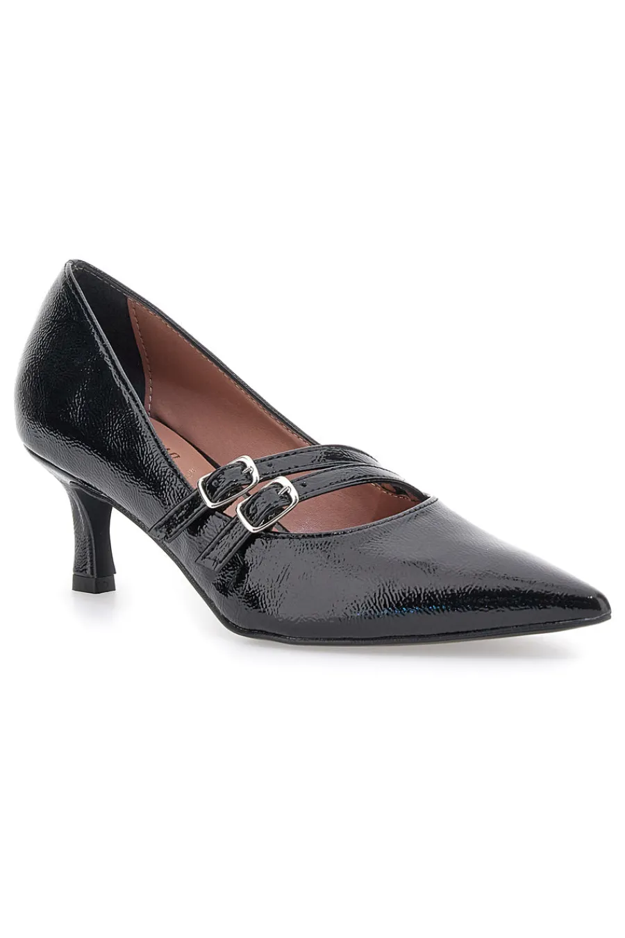Décolleté nere con punta affusolata e doppia fibbia 3854R-PITTARELLO GLAM New