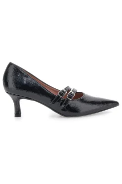 Décolleté nere con punta affusolata e doppia fibbia 3854R-PITTARELLO GLAM New
