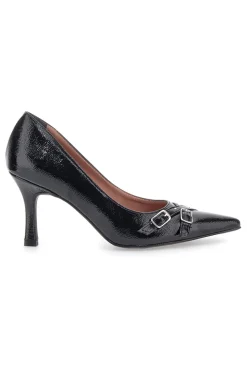 Décolleté nere con punta affusolata, fibbie e borchie 3843-PITTARELLO GLAM Discount