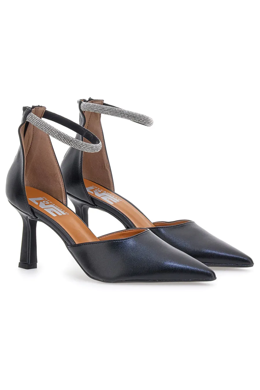Décolleté nere con tacco a spillo e cinturino gioiello 63512-PITTARELLO LOVE Outlet