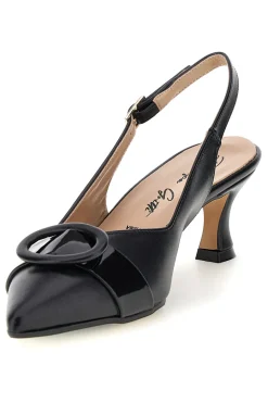 Décolleté nere in vera pelle con fibbia decorativa P0501-FRANCESCA GRITTI