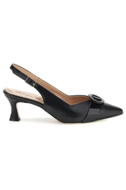 Décolleté nere in vera pelle con fibbia decorativa P0501-FRANCESCA GRITTI