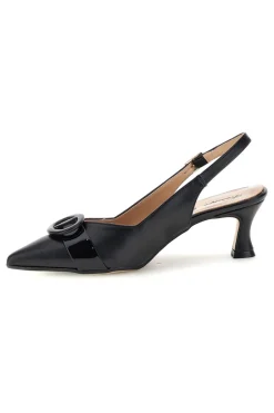 Décolleté nere in vera pelle con fibbia decorativa P0501-FRANCESCA GRITTI