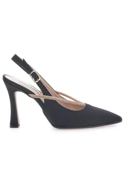 Décolleté Nere Slingback con Strass 100-PITTARELLO Discount