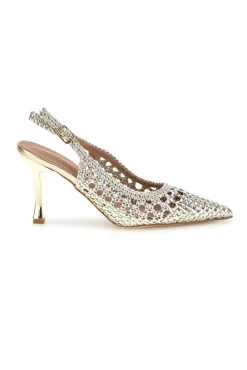 Décolleté e argento con strass e cinturino P660-FIRST LADY Hot