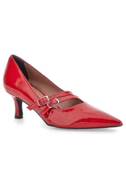 Décolleté rosse con tacco basso e doppia cinturina 3854R-PITTARELLO GLAM Online